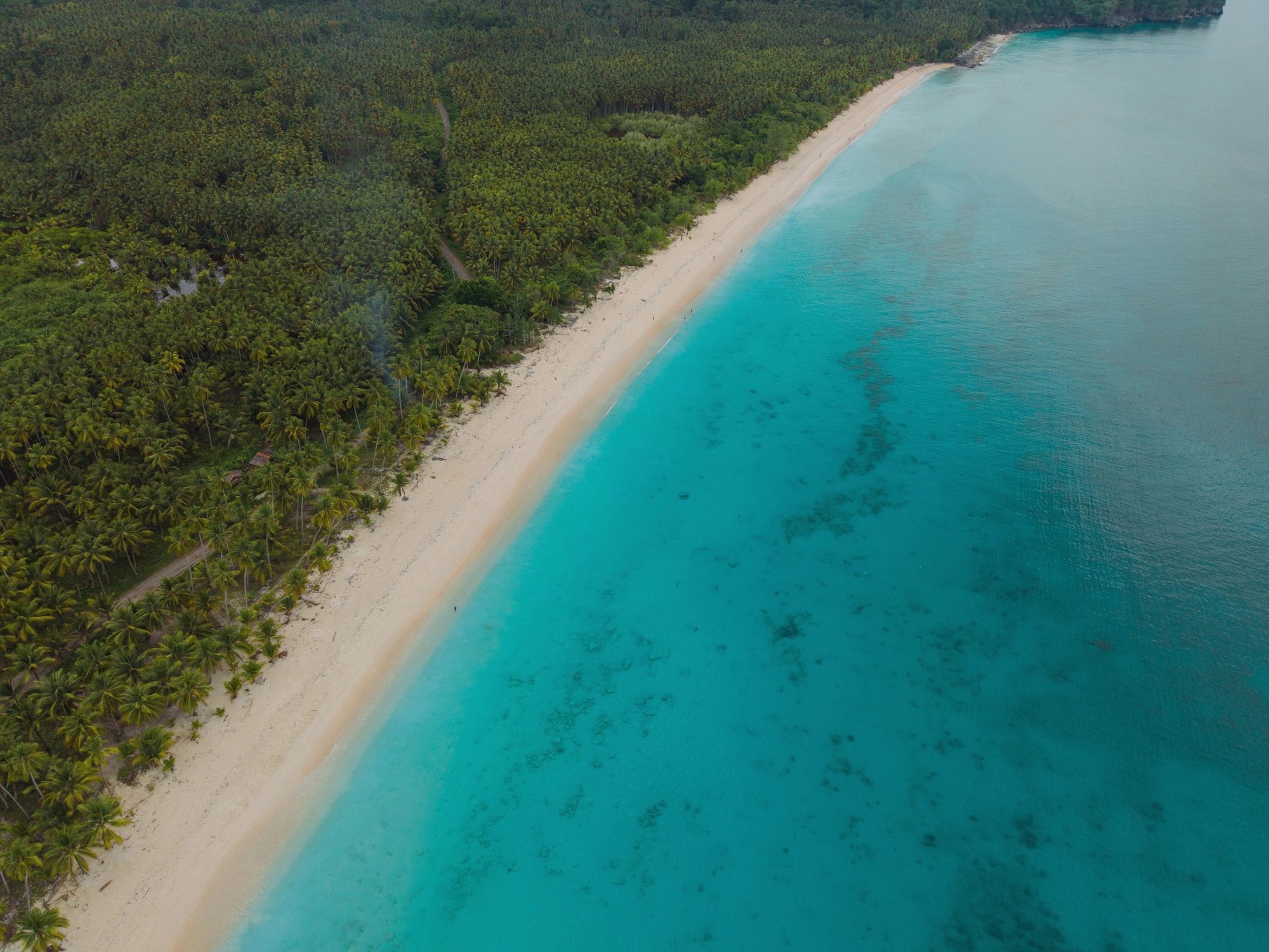 Aerial view of turquoise ocean water